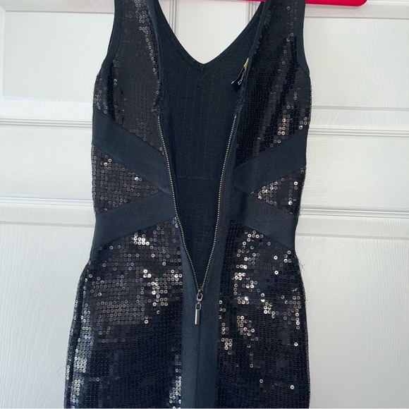 BeBe Black Sequin Bodycon Knit Mini Sleeveless Dress Sz XS - Picture 8 of 8